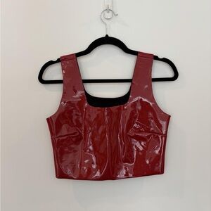Commando Red Patent Square-Neck Crop Top